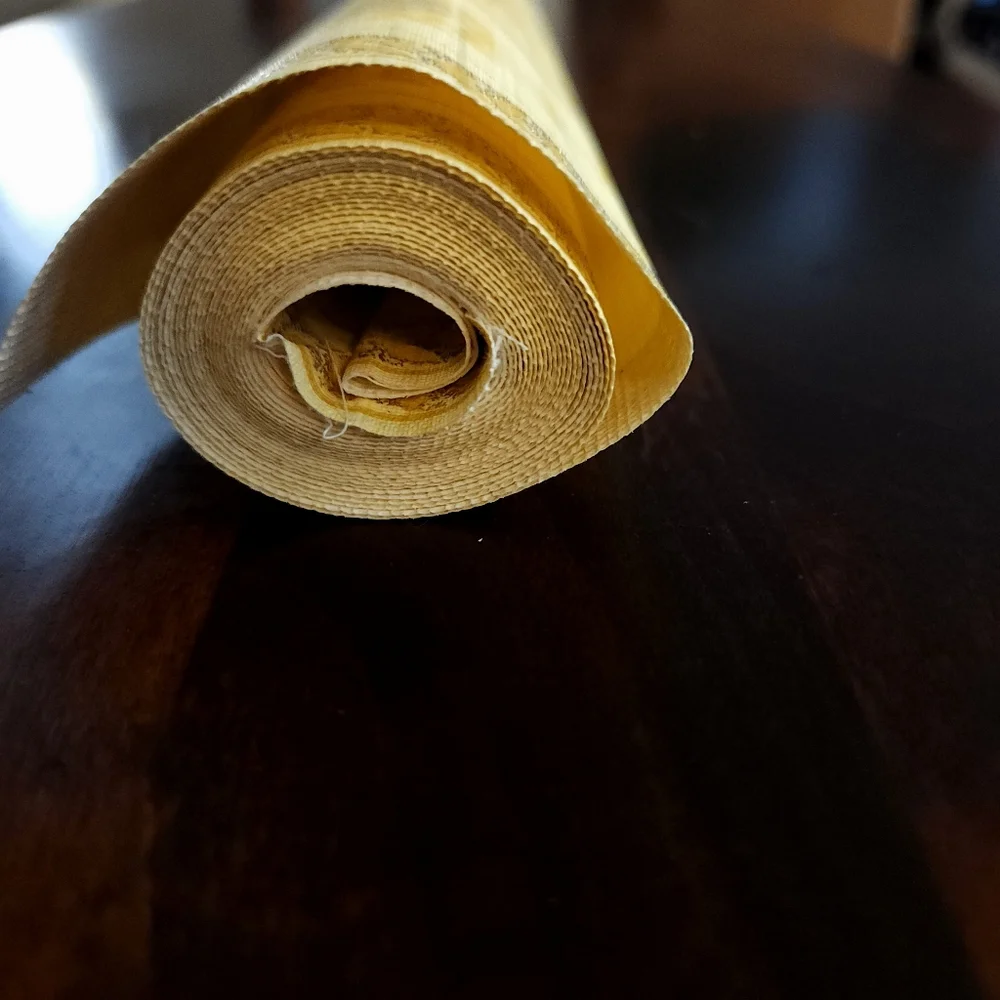 Vintage 1960s 1970s Royal Yellow Damask Victorian Wall Paper Roll